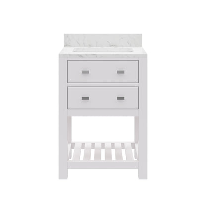 Madalyn 24 in. Vanity in Carrara White with Marble Vanity Top in Carrara White | Water Creation