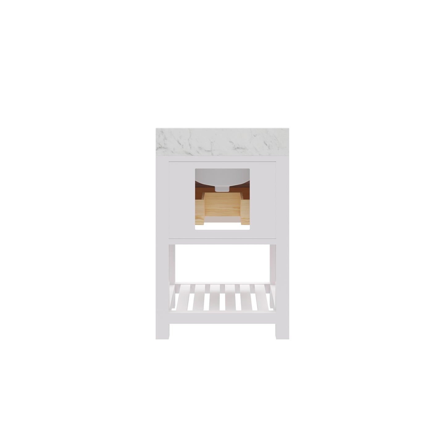 Madalyn 24 in. Vanity in Carrara White with Marble Vanity Top in Carrara White | Water Creation