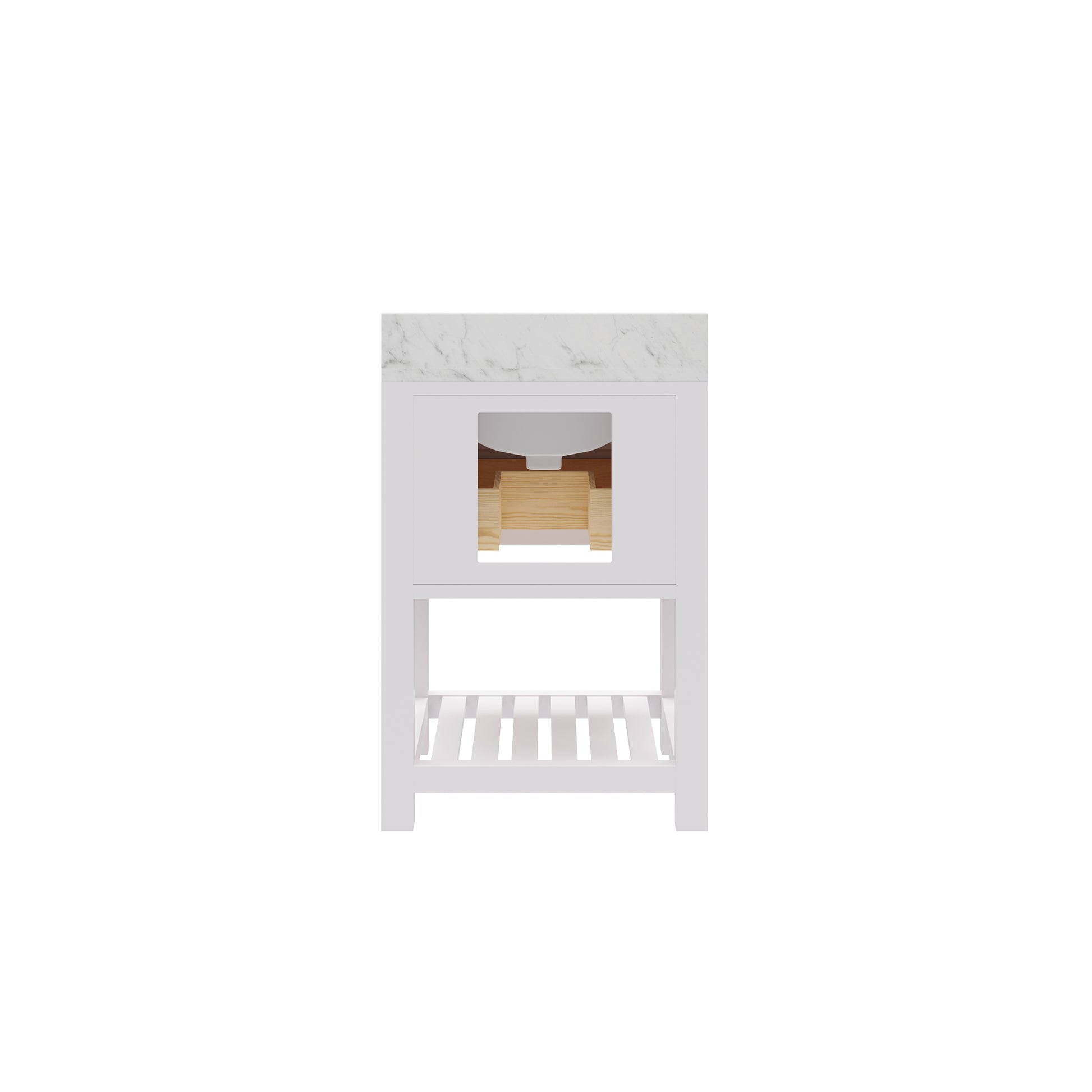 Madalyn 24 in. Vanity in Carrara White with Marble Vanity Top in Carrara White | Water Creation