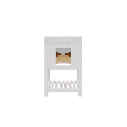 Madalyn 24 in. Vanity in Carrara White with Marble Vanity Top in Carrara White | Water Creation