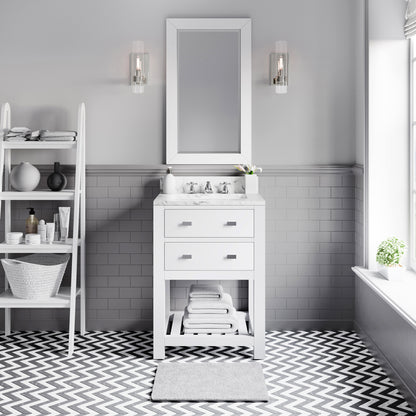 Madalyn 24 in. Vanity in Carrara White with Marble Vanity Top in Carrara White | Water Creation