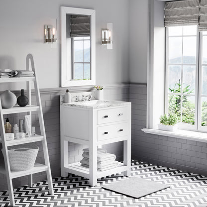Madalyn 24 in. Vanity in Carrara White with Marble Vanity Top in Carrara White | Water Creation