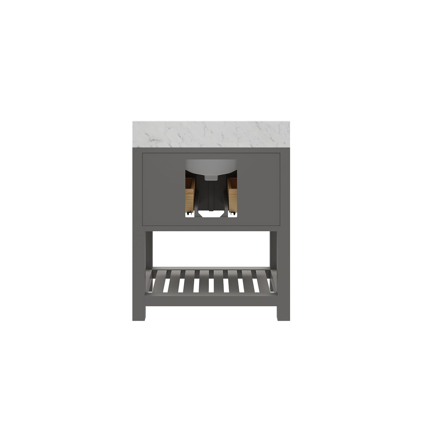 Madalyn 30 in. W x 21.5 in. D x 34 in. H Vanity in Cashmere Grey with Marble Vanity Top in Carrara White | Water Creation