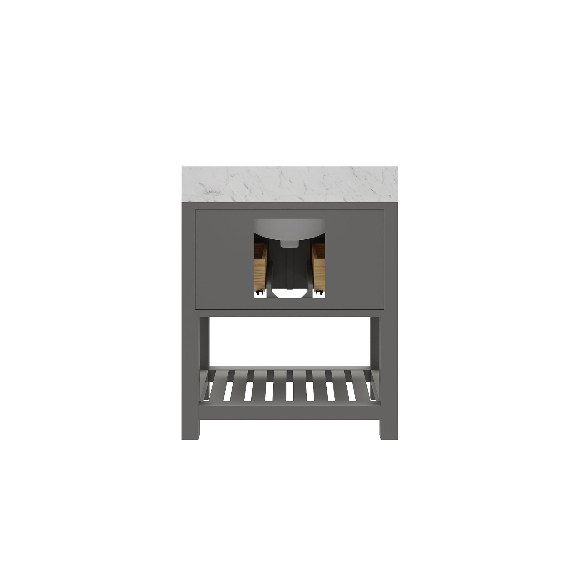 Madalyn 30 in. W x 21.5 in. D x 34 in. H Vanity in Cashmere Grey with Marble Vanity Top in Carrara White | Water Creation