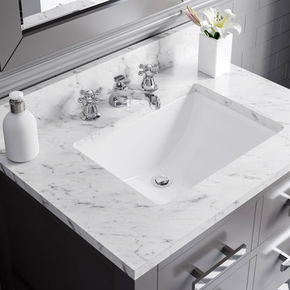 Madalyn 30 in. W x 21.5 in. D x 34 in. H Vanity in Cashmere Grey with Marble Vanity Top in Carrara White | Water Creation