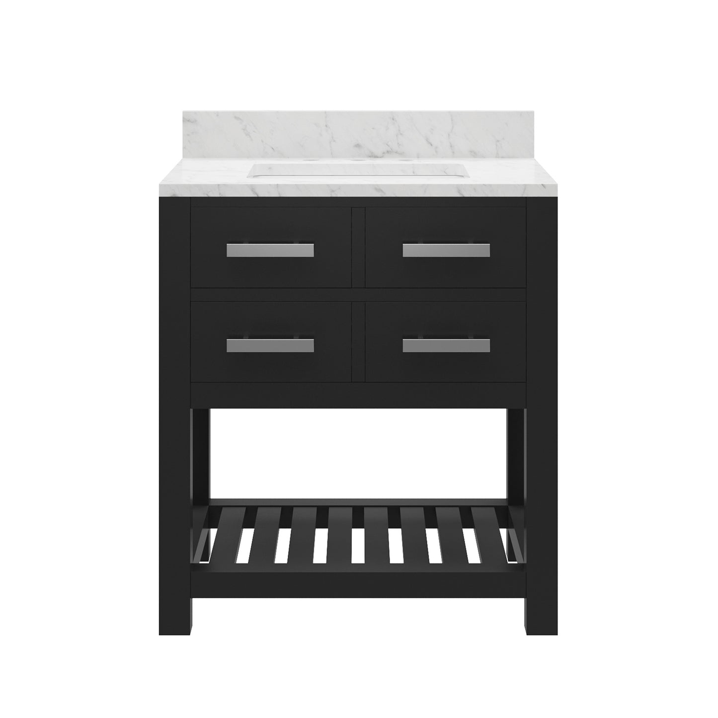 Madalyn 30 in. Vanity in Espresso with Marble Vanity Top in Carrara White | Water Creation