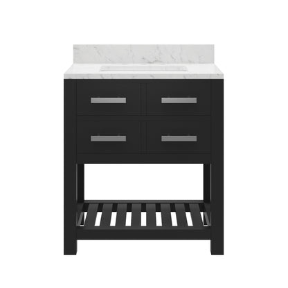 Madalyn 30 in. Vanity in Espresso with Marble Vanity Top in Carrara White | Water Creation