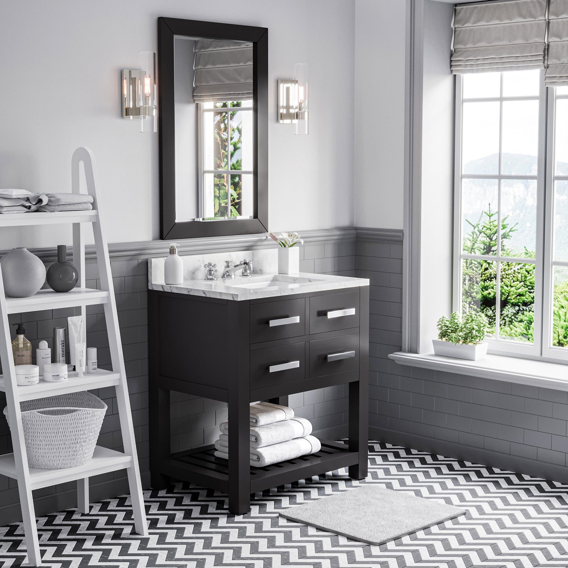 Madalyn 30 in. Vanity in Espresso with Marble Vanity Top in Carrara White | Water Creation