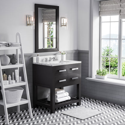Madalyn 30 in. Vanity in Espresso with Marble Vanity Top in Carrara White | Water Creation