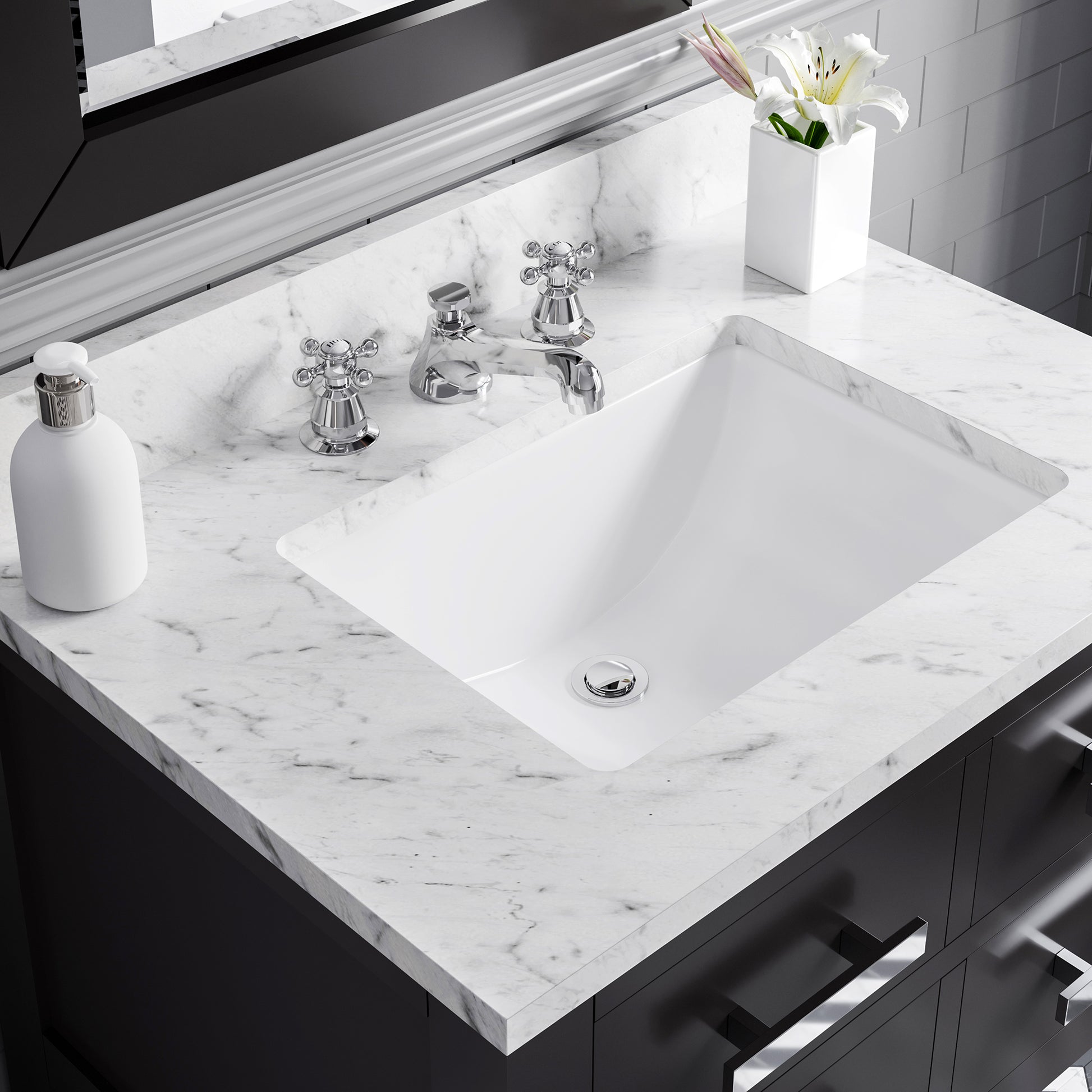 Madalyn 30 in. Vanity in Espresso with Marble Vanity Top in Carrara White | Water Creation