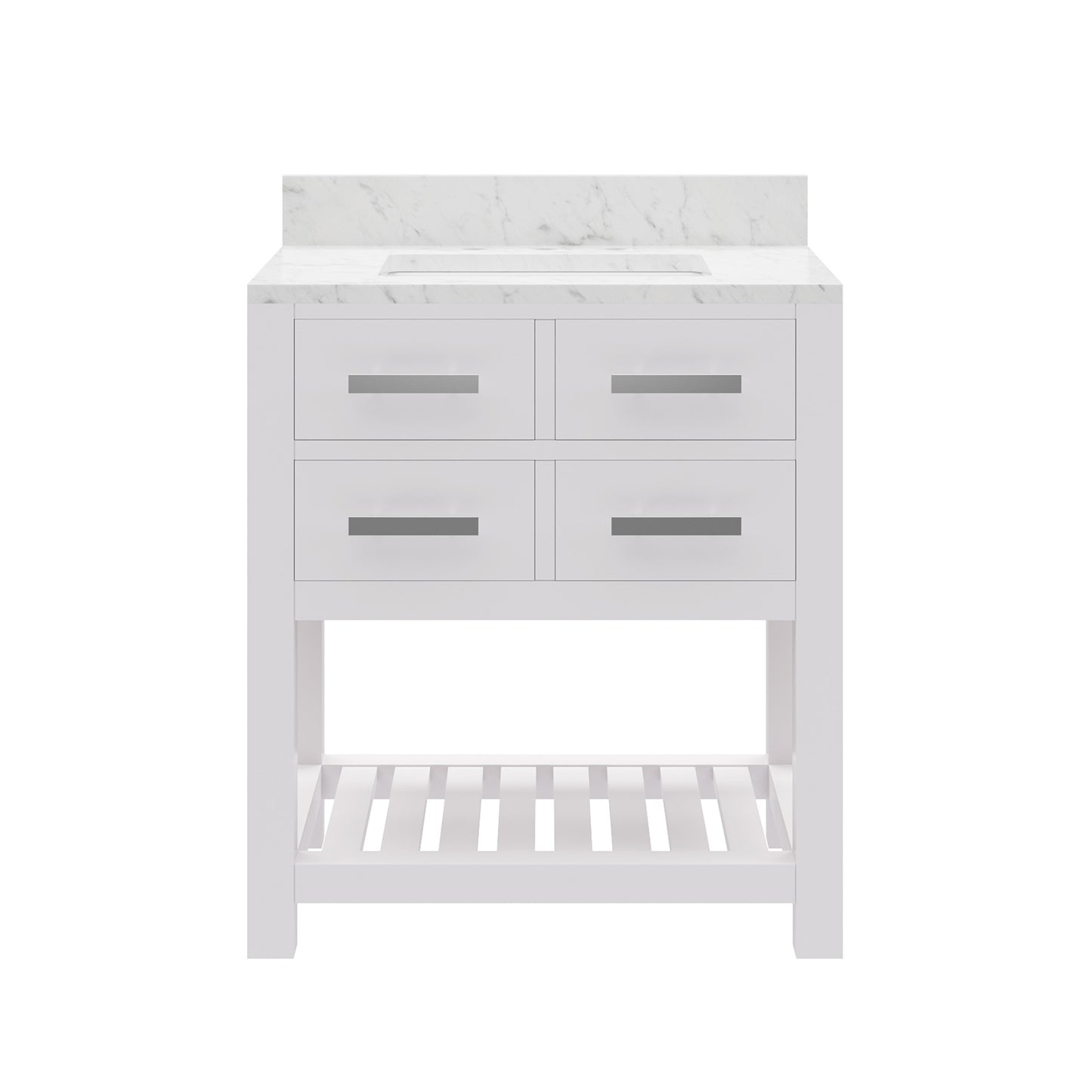 Madalyn 30 in. Vanity in Carrara White with Marble Vanity Top in Carrara White | Water Creation