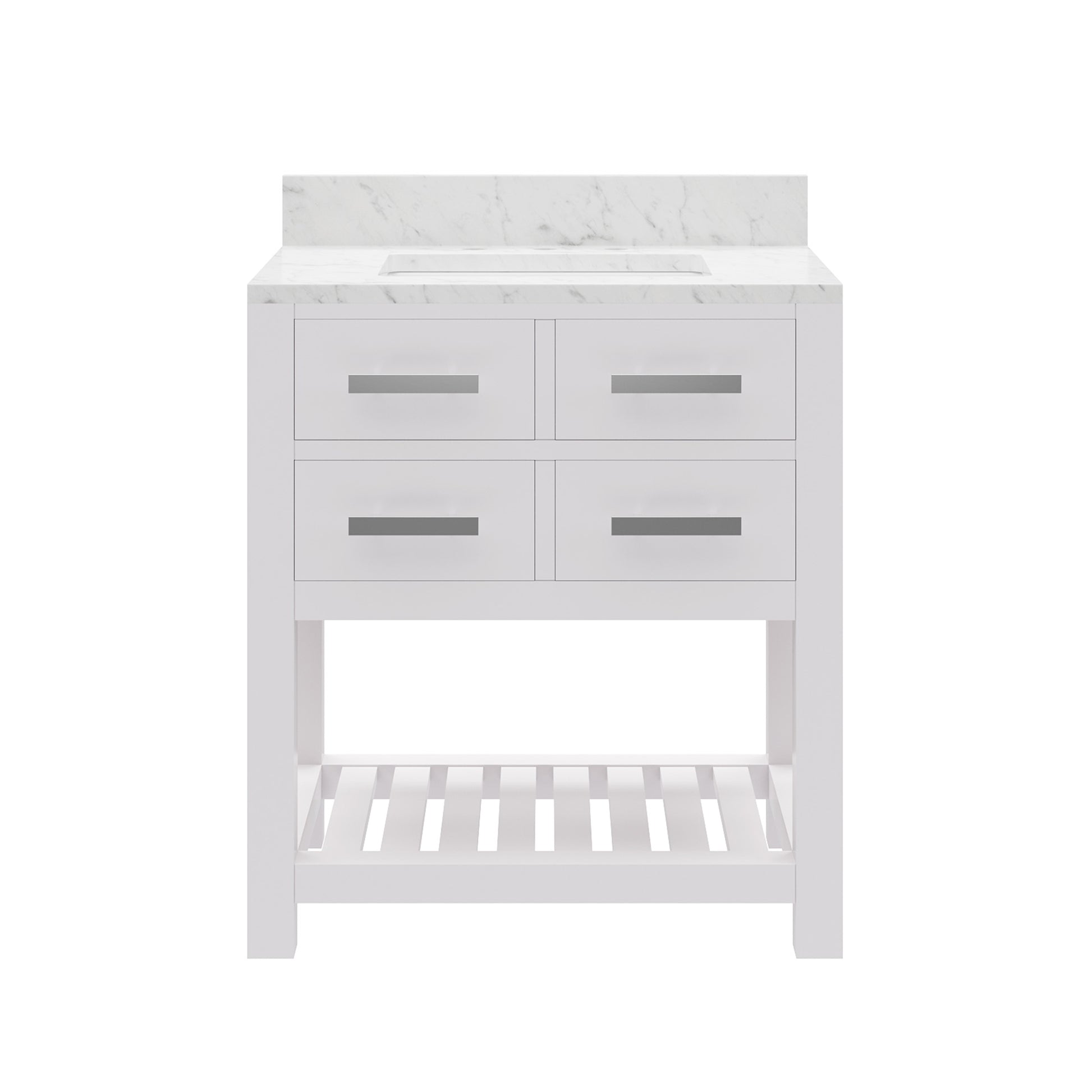 Madalyn 30 in. Vanity in Carrara White with Marble Vanity Top in Carrara White | Water Creation