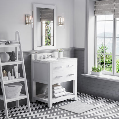 Madalyn 30 in. Vanity in Carrara White with Marble Vanity Top in Carrara White | Water Creation