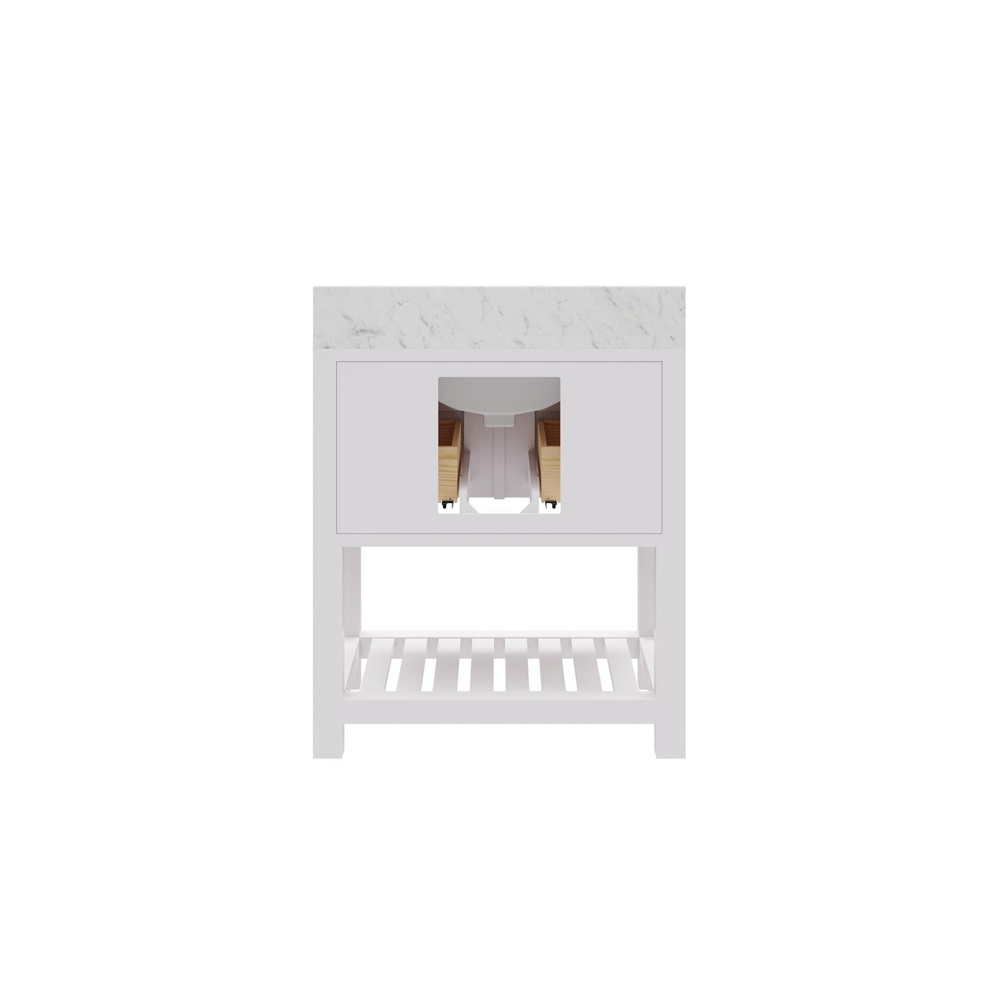 Madalyn 30 in. Vanity in Carrara White with Marble Vanity Top in Carrara White | Water Creation