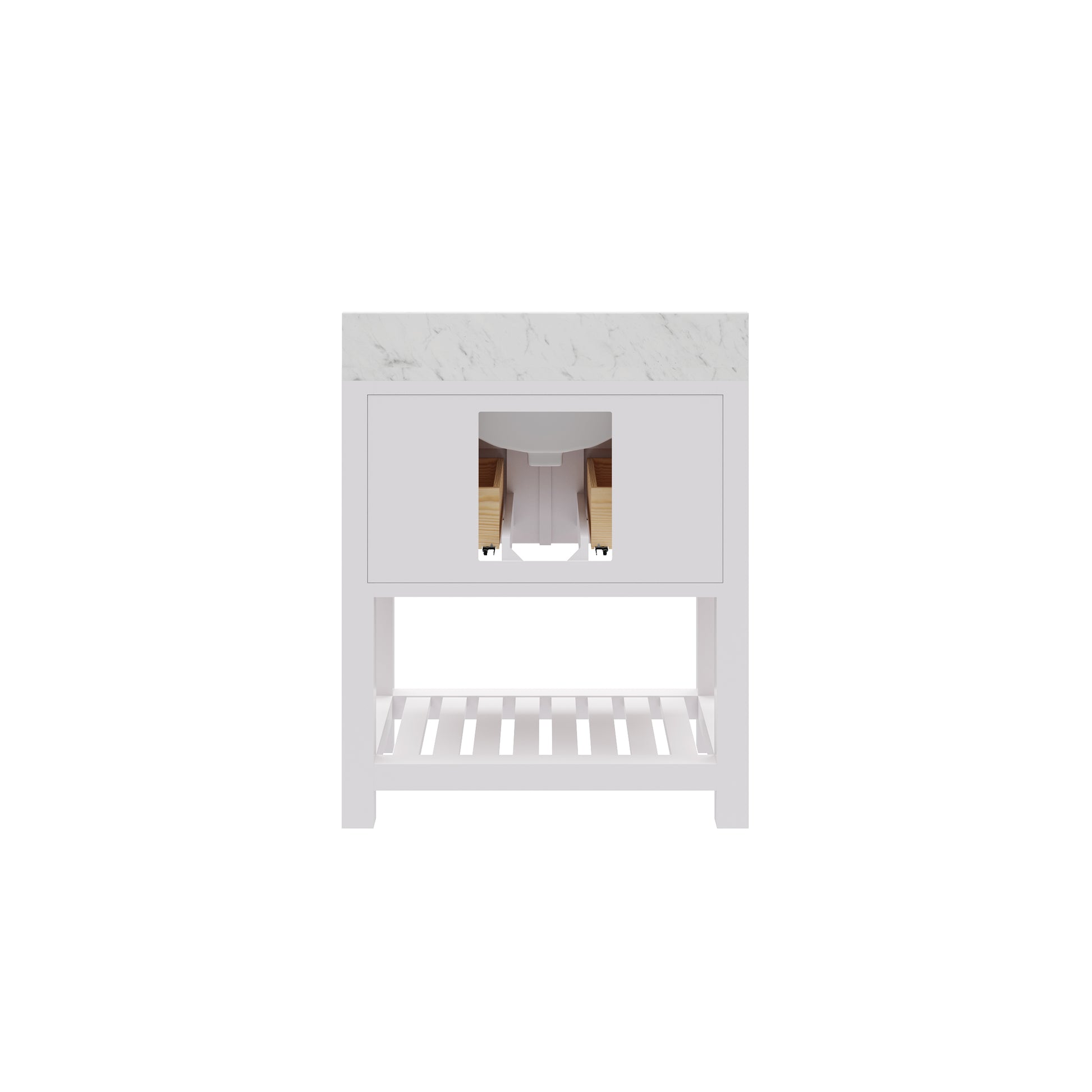 Madalyn 30 in. Vanity in Carrara White with Marble Vanity Top in Carrara White | Water Creation