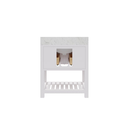 Madalyn 30 in. Vanity in Carrara White with Marble Vanity Top in Carrara White | Water Creation