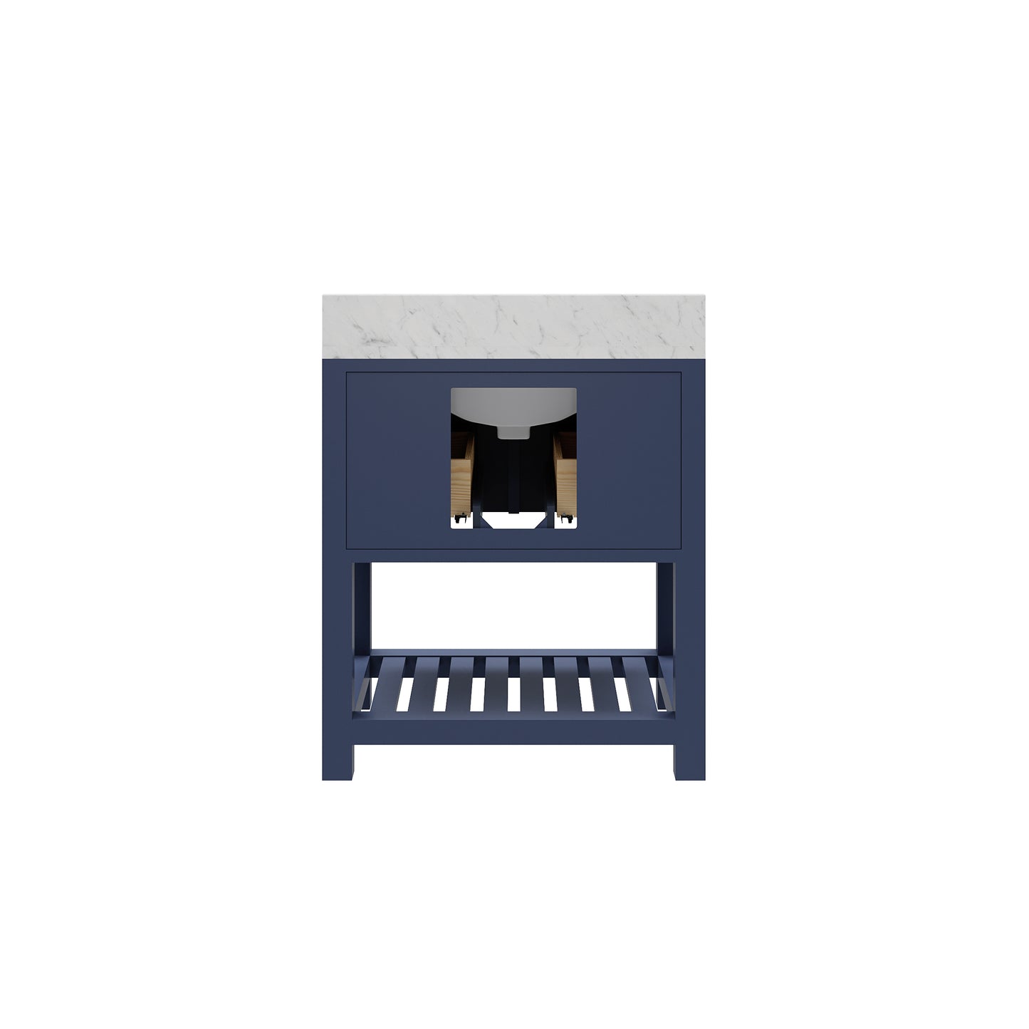 Madalyn 30 in. W Bath Vanity in Monarch Blue with Marble Vanity Top in Carrara White with White Basin(s) | Water Creation