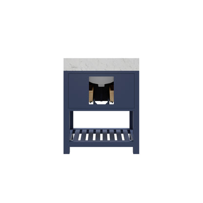 Madalyn 30 in. W Bath Vanity in Monarch Blue with Marble Vanity Top in Carrara White with White Basin(s) | Water Creation