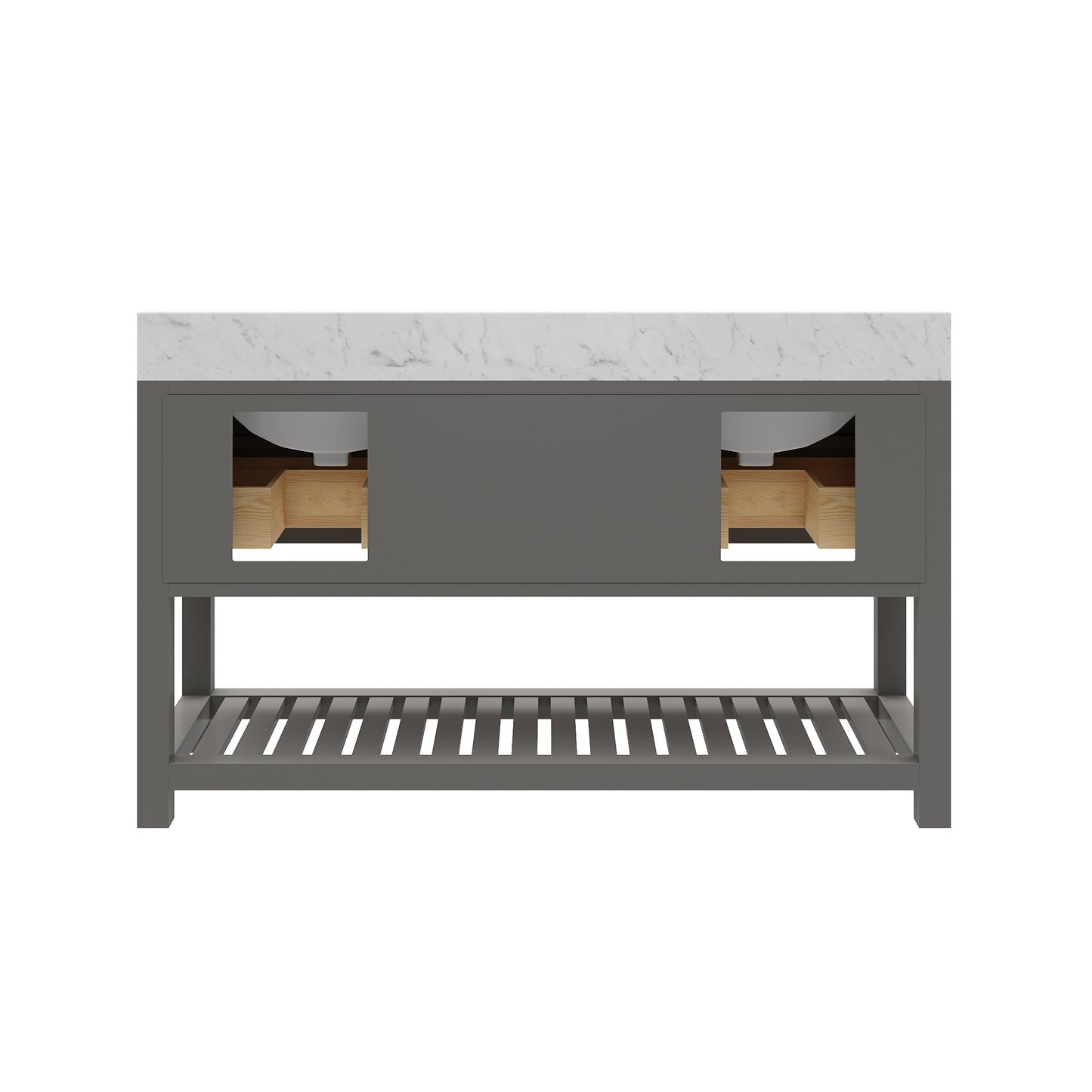 Madalyn 60 in. W x 21.5 in. D x 34 in. H Vanity in Cashmere Grey with Marble Vanity Top in Carrara White | Water Creation