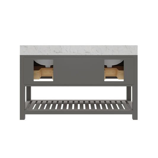 Madalyn 60 in. W x 21.5 in. D x 34 in. H Vanity in Cashmere Grey with Marble Vanity Top in Carrara White | Water Creation