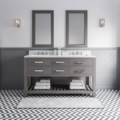 Madalyn 60 in. W x 21.5 in. D x 34 in. H Vanity in Cashmere Grey with Marble Vanity Top in Carrara White | Water Creation