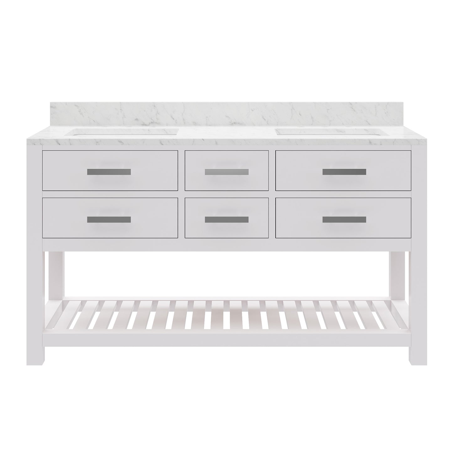 Madalyn 60 in. Vanity in Carrara White with Marble Vanity Top in Carrara White | Water Creation