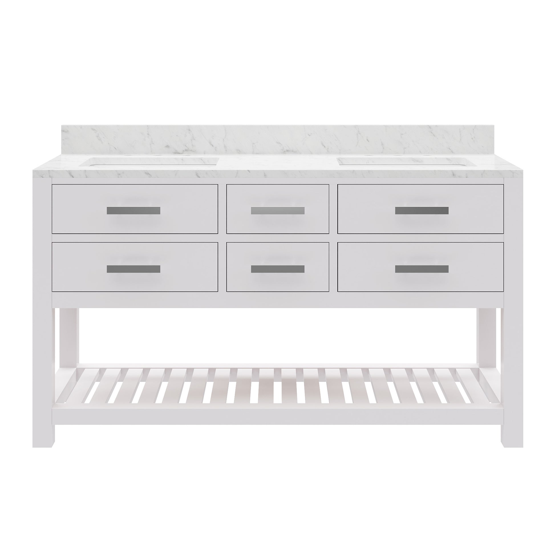 Madalyn 60 in. Vanity in Carrara White with Marble Vanity Top in Carrara White | Water Creation
