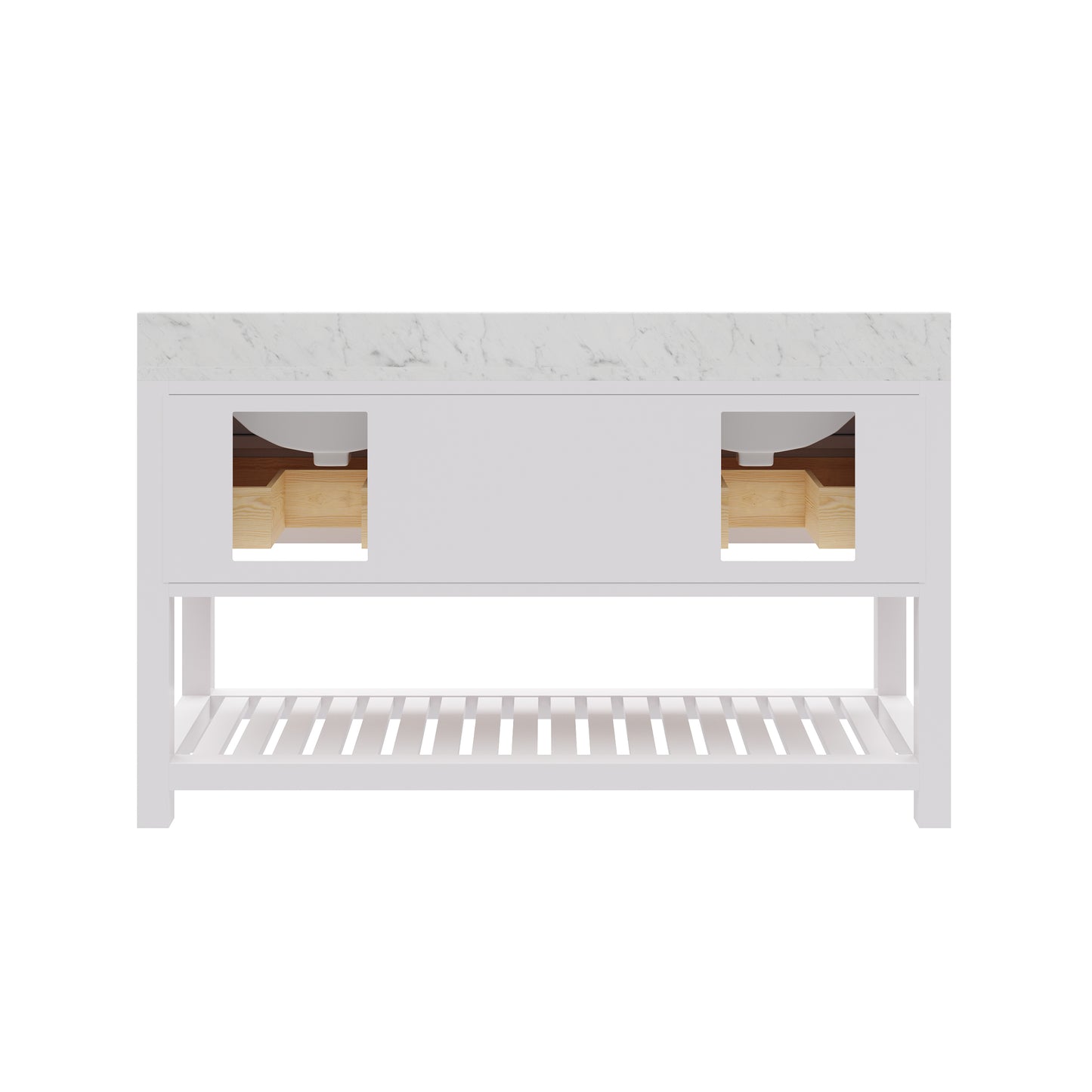 Madalyn 60 in. Vanity in Carrara White with Marble Vanity Top in Carrara White | Water Creation