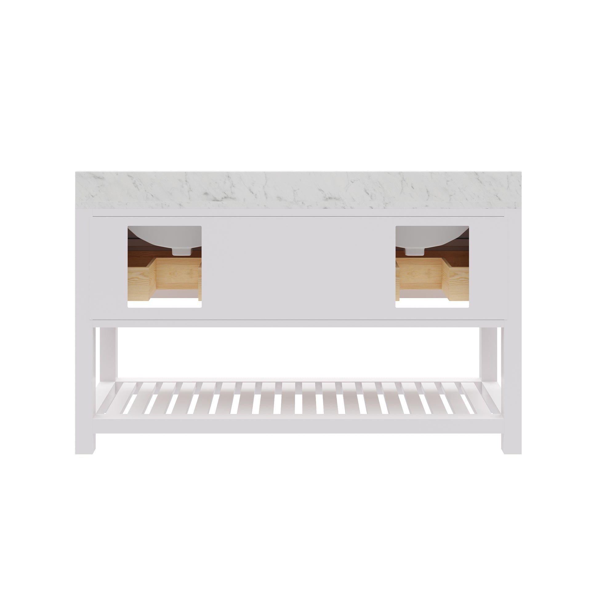 Madalyn 60 in. Vanity in Carrara White with Marble Vanity Top in Carrara White | Water Creation