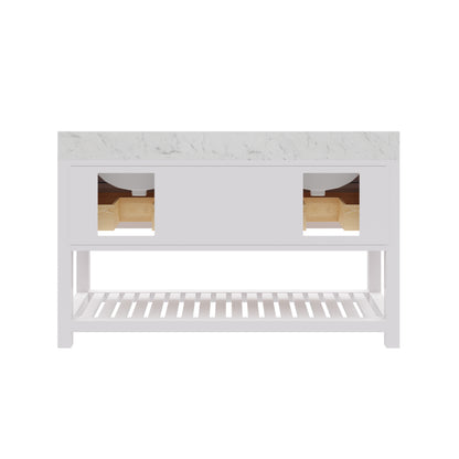 Madalyn 60 in. Vanity in Carrara White with Marble Vanity Top in Carrara White | Water Creation