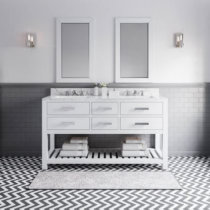 Madalyn 60 in. Vanity in Carrara White with Marble Vanity Top in Carrara White | Water Creation