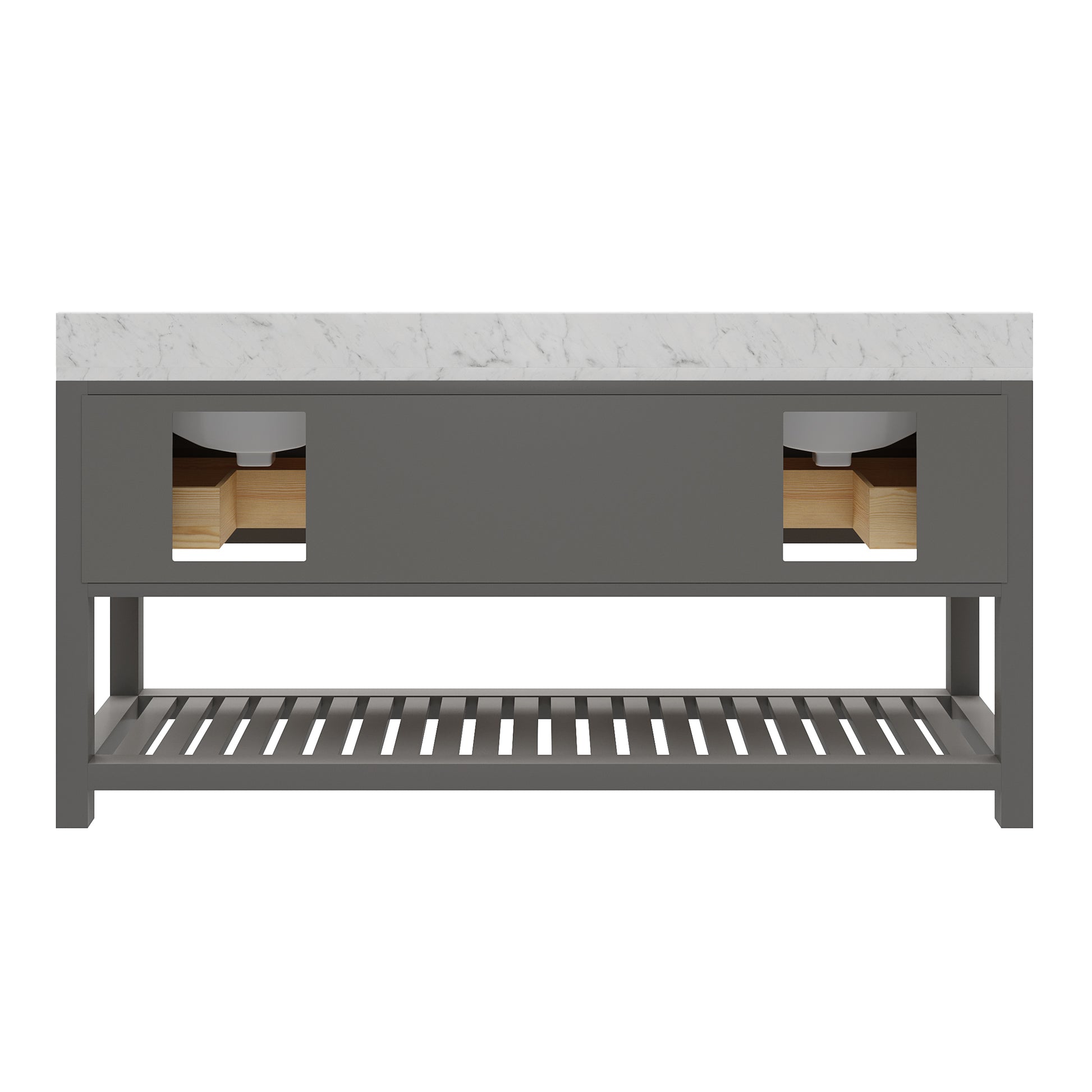 Madalyn 72 in. W x 21.5 in. D x 34 in. H Vanity in Cashmere Grey with Marble Vanity Top in Carrara White | Water Creation