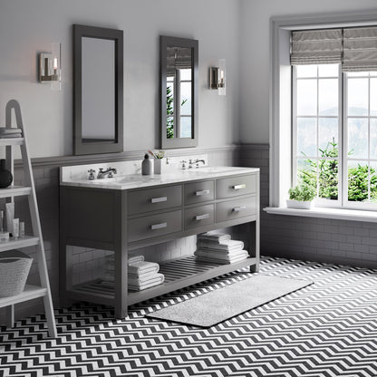 Madalyn 72 in. W x 21.5 in. D x 34 in. H Vanity in Cashmere Grey with Marble Vanity Top in Carrara White | Water Creation