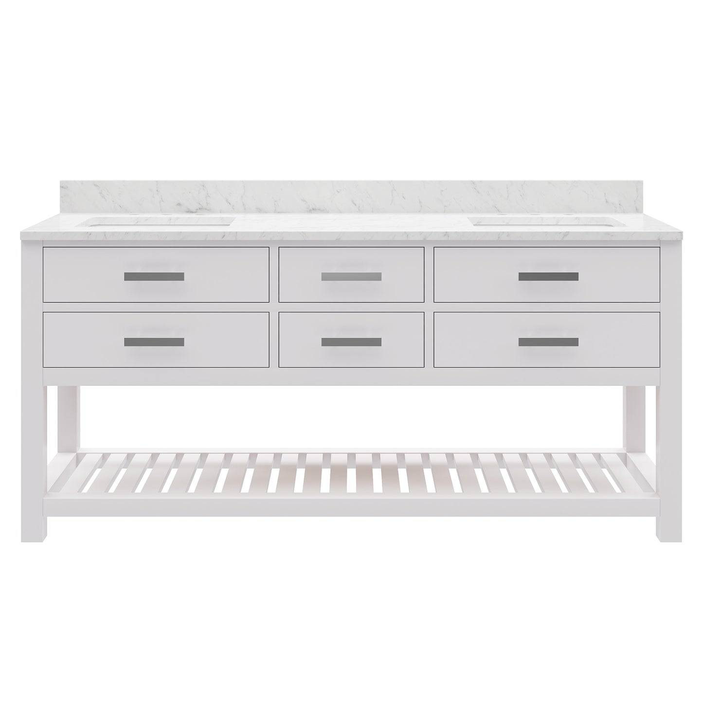 Madalyn 72 in. Vanity in Carrara White with Marble Vanity Top in Carrara White | Water Creation