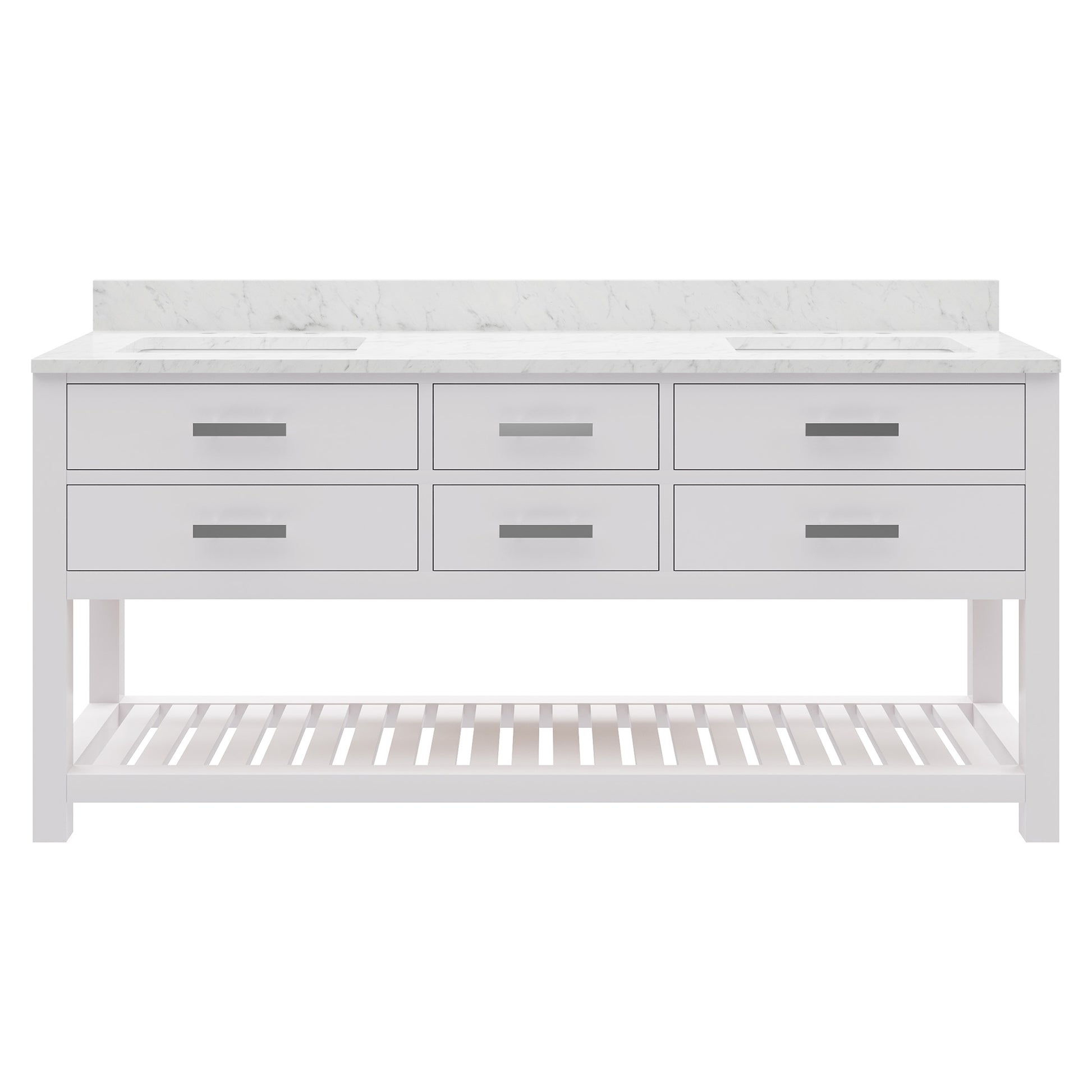 Madalyn 72 in. Vanity in Carrara White with Marble Vanity Top in Carrara White | Water Creation