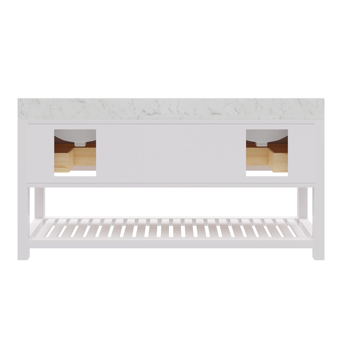 Madalyn 72 in. Vanity in Carrara White with Marble Vanity Top in Carrara White | Water Creation