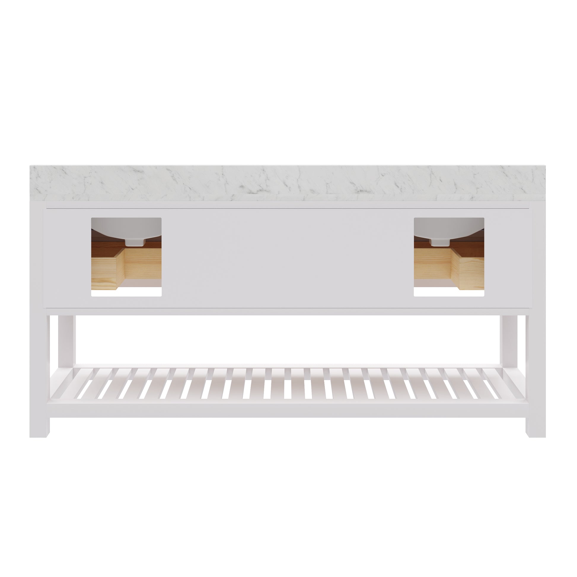 Madalyn 72 in. Vanity in Carrara White with Marble Vanity Top in Carrara White | Water Creation