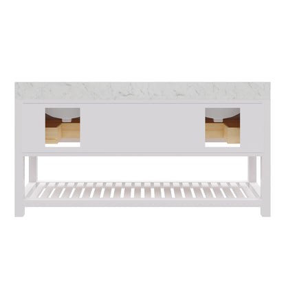 Madalyn 72 in. Vanity in Carrara White with Marble Vanity Top in Carrara White | Water Creation