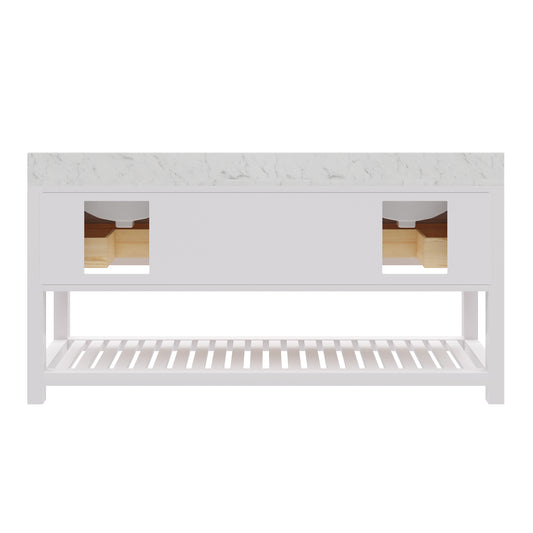 Madalyn 72 in. Vanity in Carrara White with Marble Vanity Top in Carrara White | Water Creation
