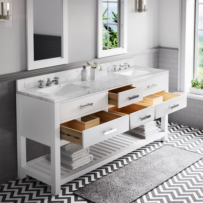 Madalyn 72 in. Vanity in Carrara White with Marble Vanity Top in Carrara White | Water Creation