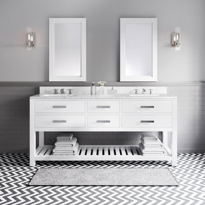 Madalyn 72 in. Vanity in Carrara White with Marble Vanity Top in Carrara White | Water Creation