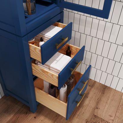 Madison 21 in. W x 17 in. D x 71 in. H Monarch Blue Free Standing Linen Cabinet | Water Creation
