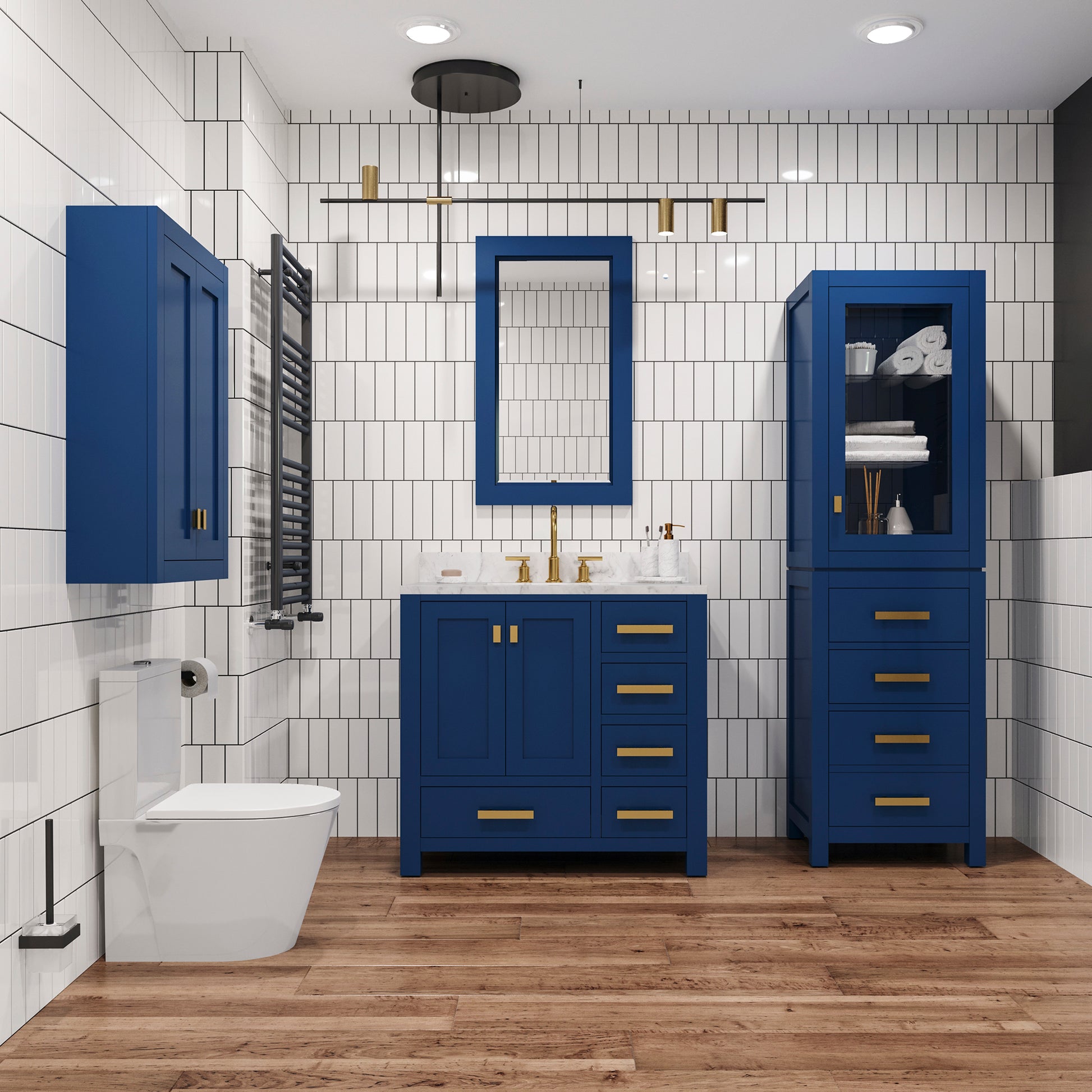 Madison 24 in. W x 33 in. H x 8 in. D Bathroom Storage Wall Cabinet in Monarch Blue | Water Creation
