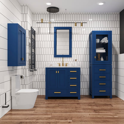Madison 24 in. W x 33 in. H x 8 in. D Bathroom Storage Wall Cabinet in Monarch Blue | Water Creation