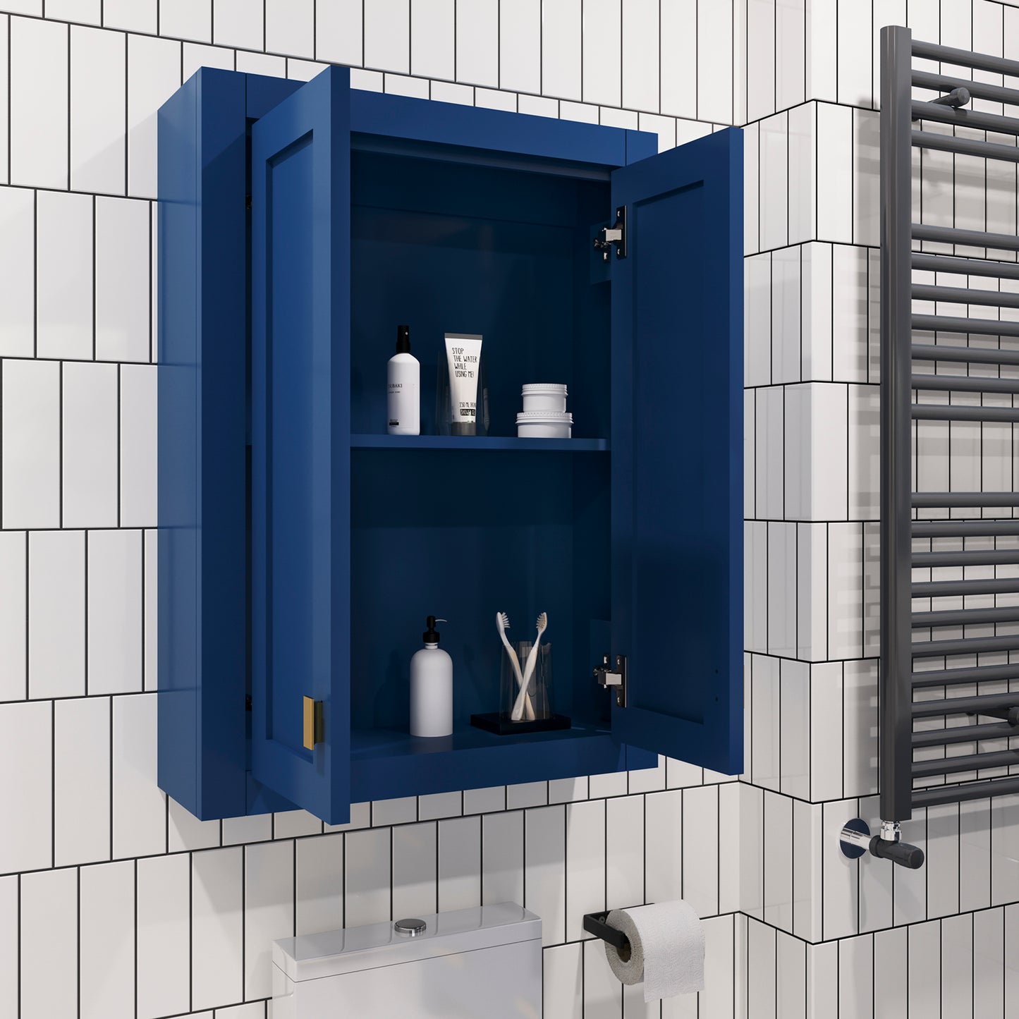Madison 24 in. W x 33 in. H x 8 in. D Bathroom Storage Wall Cabinet in Monarch Blue | Water Creation