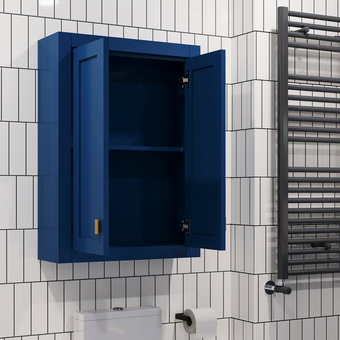 Madison 24 in. W x 33 in. H x 8 in. D Bathroom Storage Wall Cabinet in Monarch Blue | Water Creation