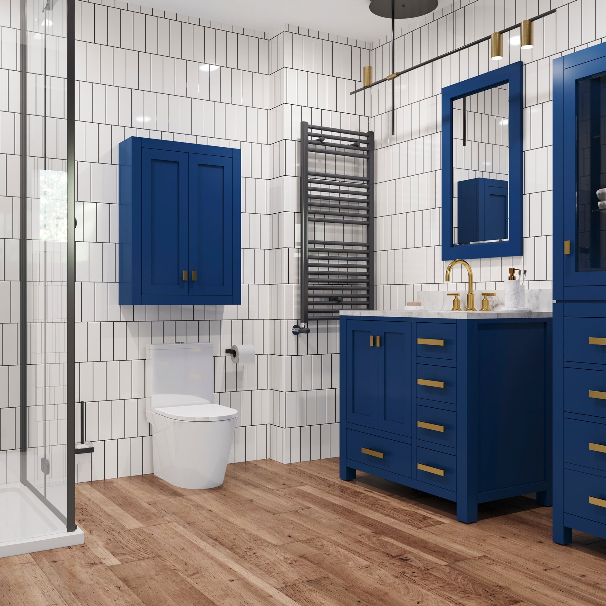 Madison 24 in. W x 33 in. H x 8 in. D Bathroom Storage Wall Cabinet in Monarch Blue | Water Creation