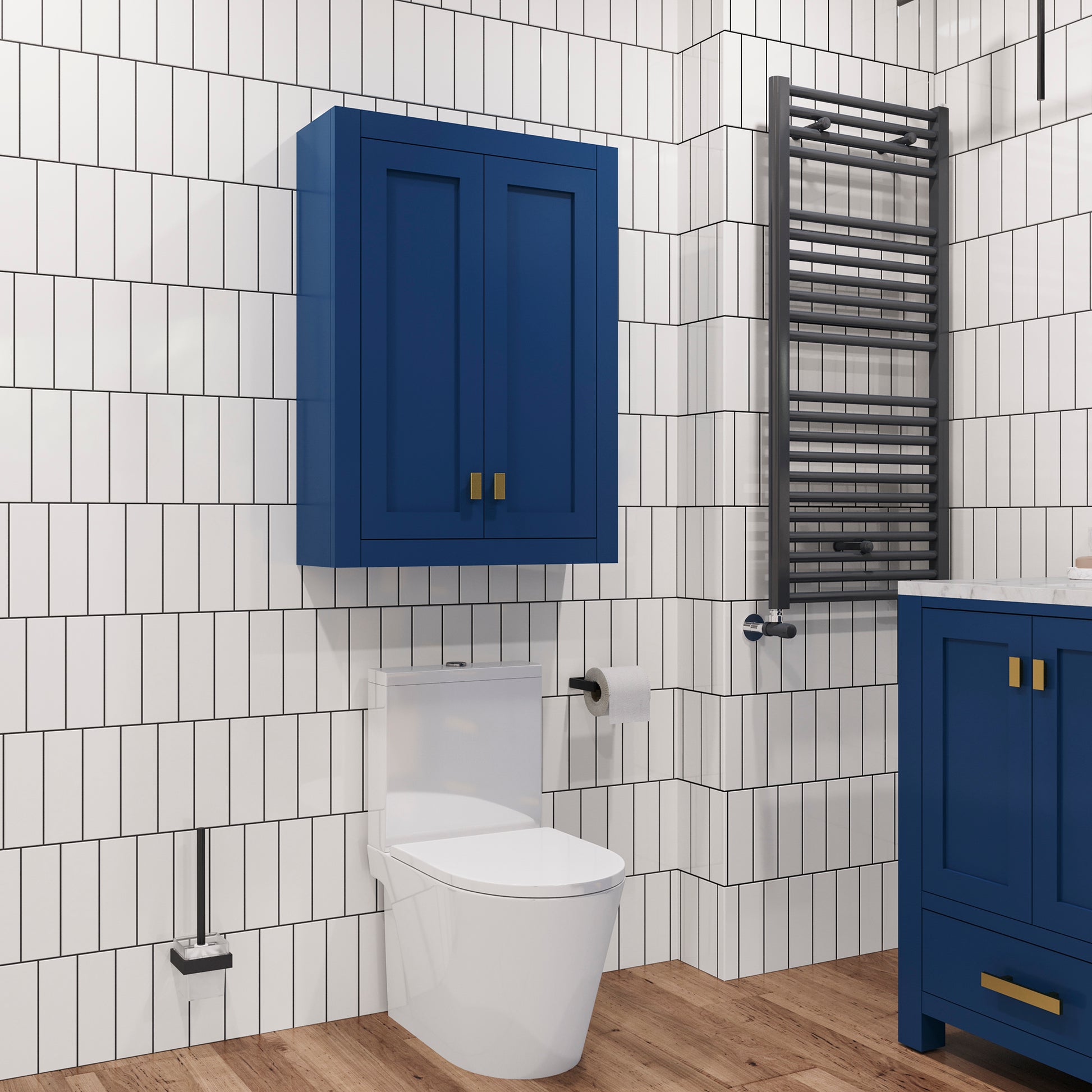 Madison 24 in. W x 33 in. H x 8 in. D Bathroom Storage Wall Cabinet in Monarch Blue | Water Creation