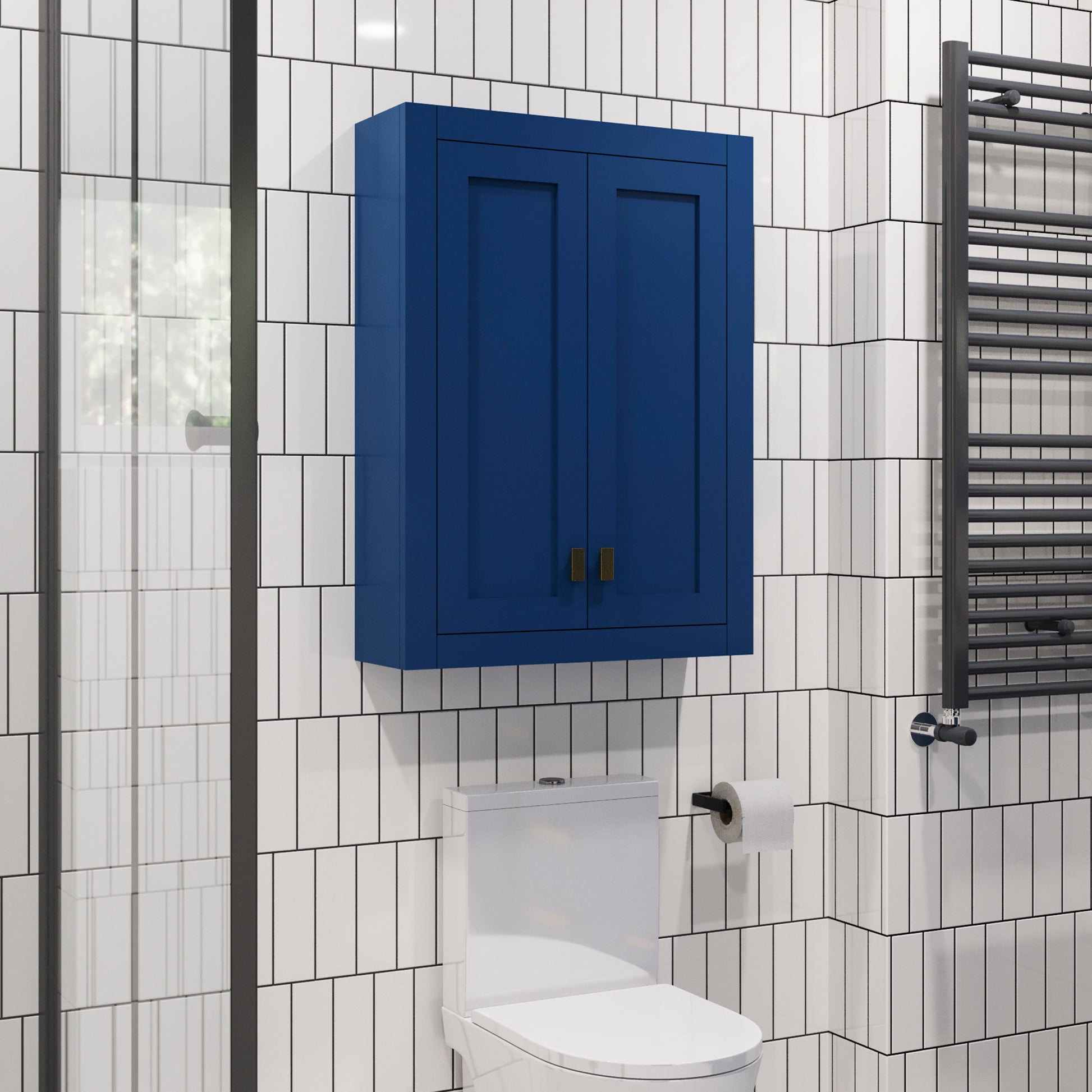 Madison 24 in. W x 33 in. H x 8 in. D Bathroom Storage Wall Cabinet in Monarch Blue | Water Creation