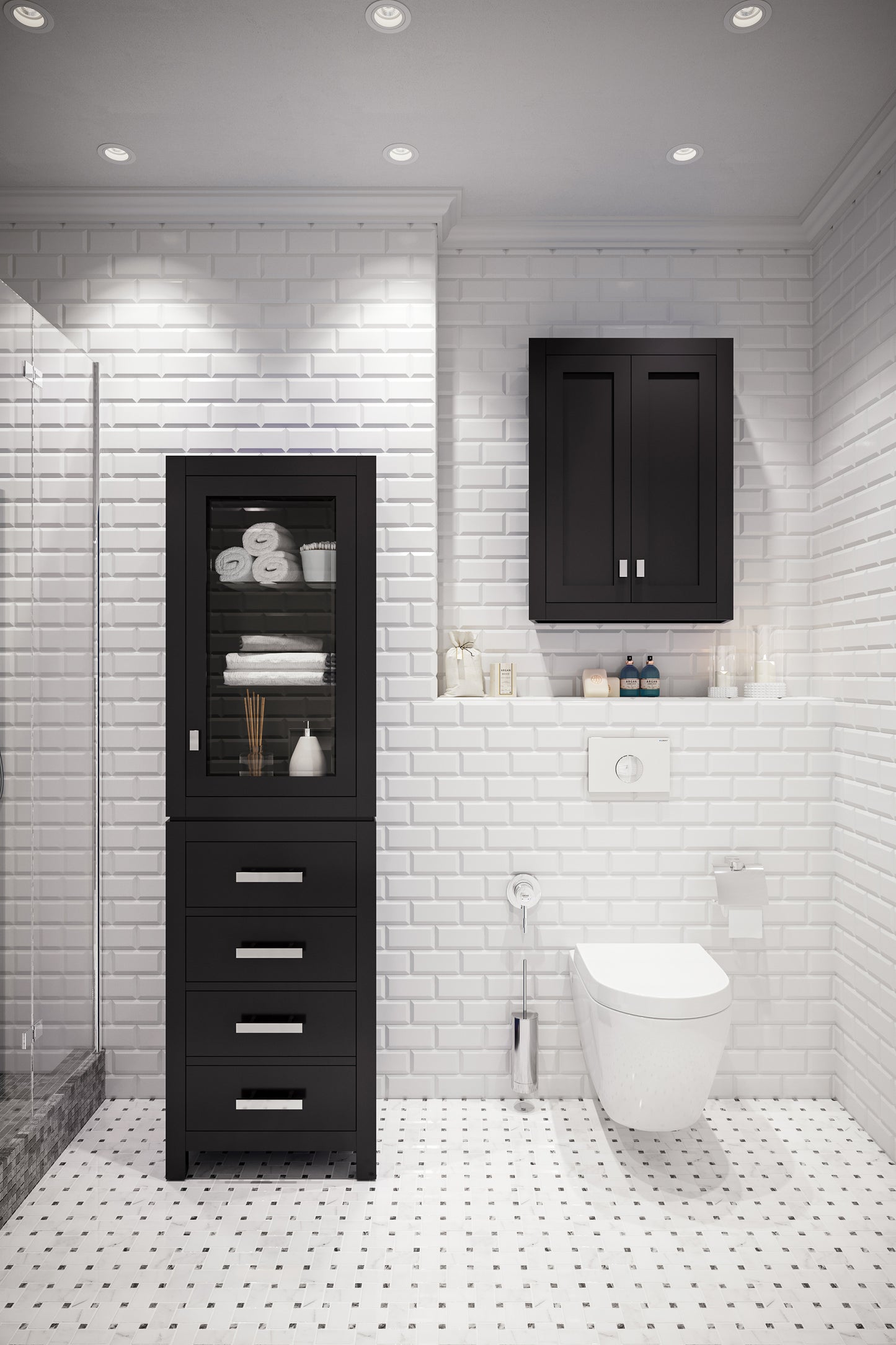 Madison 24 in. W x 33 in. H x 8 in. D Bathroom Storage Toilet Topper in Espresso | Water Creation